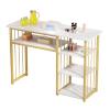 cdar Nail Desk,Nail Table Manicure Table Nails Station Marbling Texture Manicure Desk Makeup Nail Tech Desks with Multi Open Shelves for Beauty Salon Spa White view 1