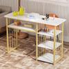cdar Nail Desk,Nail Table Manicure Table Nails Station Marbling Texture Manicure Desk Makeup Nail Tech Desks with Multi Open Shelves for Beauty Salon Spa White view 2