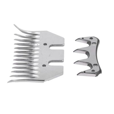 Akozon Efficient High Carbon Steel Sheep Shears Blade Set, 13-Teeth Curved Wool Clipper Comb Cutter, Grooming Trimmer Kit for Thick Fur Animals