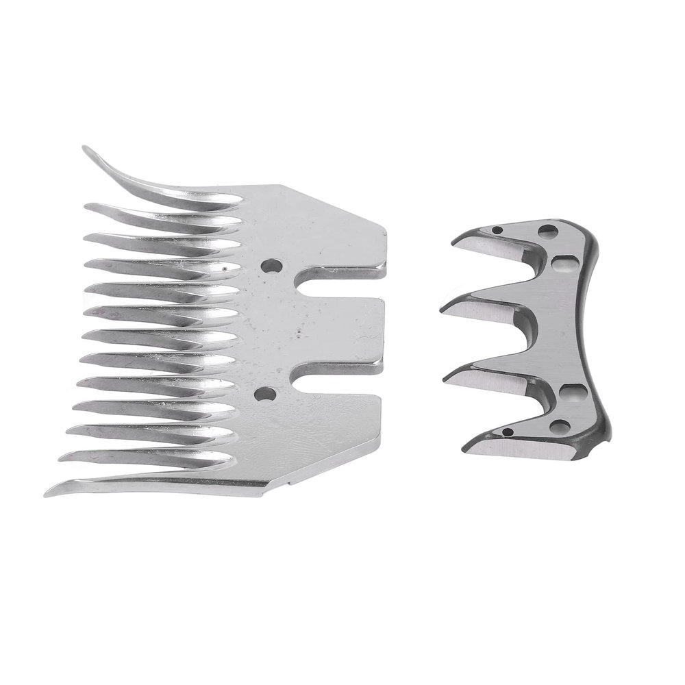 Akozon Efficient High Carbon Steel Sheep Shears Blade Set, 13-Teeth Curved Wool Clipper Comb Cutter, Grooming Trimmer Kit for Thick Fur Animals