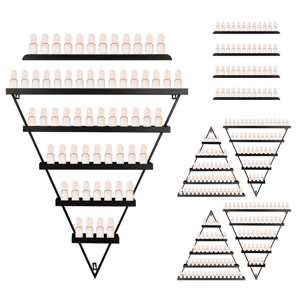 10Pcs Triangular Display Rack Cosmetic, Wall Shelf Essential Oil, Racks 5 Tiers Triangular, Perfume Wall Shelf Essential, Organize Your Lipsticks and Perfumes in Style at Home or Salon