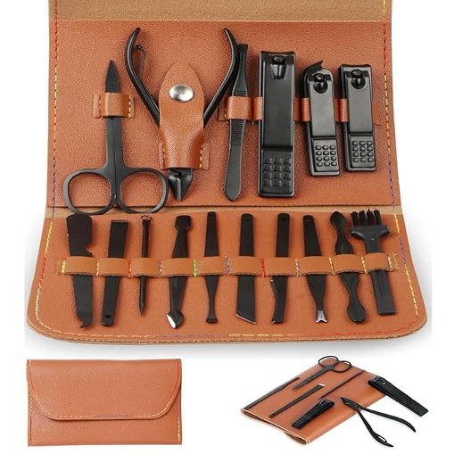 16 IN 1 Proffesional Stainless Steel Manicure Pedicure Kit For Women Pedicure Tools Set Nail Cutter Grooming Kit With Acne needle, Blackhead Tool Manicure Tool Kit Pedicure Tools