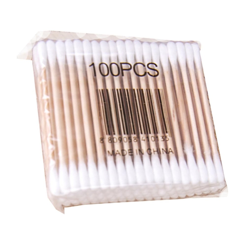 VICASKY 100pcs Wooden Stick Double-ended Cotton Swabs Cotton Tips Applicators for Face Ear Beauty Safe