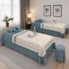 4pcs Beauty Salon Bedding Set Thick Bed Linens Sheets with Face Rest Hole, Sheets Set for Bedspread Fumigation Massage Spa Blue Square Bedside 190 * 70cm (74.8 * 27.5in) view 1