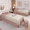 4pcs Beauty Salon Bedding Set Thick Bed Linens Sheets with Face Rest Hole, Sheets Set for Bedspread Fumigation Massage Spa Pink Square Bedside 190 * 75cm (74.8 * 29.5in) view 1