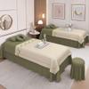 4pcs Beauty Salon Bedding Set Thick Bed Linens Sheets with Face Rest Hole, Sheets Set for Bedspread Fumigation Massage Spa Green Square Bedside 190 * 80cm (74.8 * 31.5in) view 1