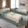 4pcs Beauty Salon Bedding Set Thick Bed Linens Sheets with Face Rest Hole, Sheets Set for Bedspread Fumigation Massage Spa Water Green Square Bedside 190 * 75cm (74.8 * 29.5in) view 1