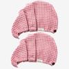 100% Organic Cotton Hair Drying Waffle Towel Wrap for Women | Absorbent & Quick Dry Head Turban for Wet Hair in Shower Sauna Spa, Extra Large for Long Straight Curly Plopping Button (Pink, 2 PACK) view 1