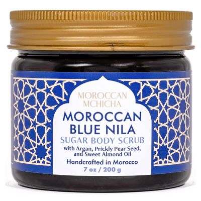 Moroccan Mchicha Moroccan Body Scrub Nila Mask with Argan Oil, Sweet Almond, Prickly Pear Seed Oil, Vitamin E Oil, and Shea Butter, Moroccan Body Care (7 oz)