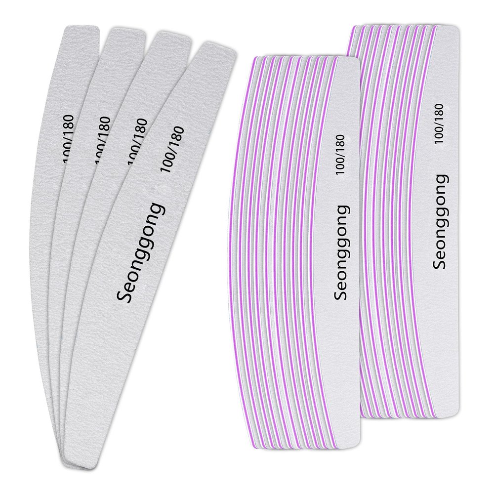 24 PCS Nail File 100/180 Grit Nail Files for Women Double Sided Emery Board Fingernail Shaping Manicure Pedicure Tools for Natural Nails Nail Supplies Salon and Home Use