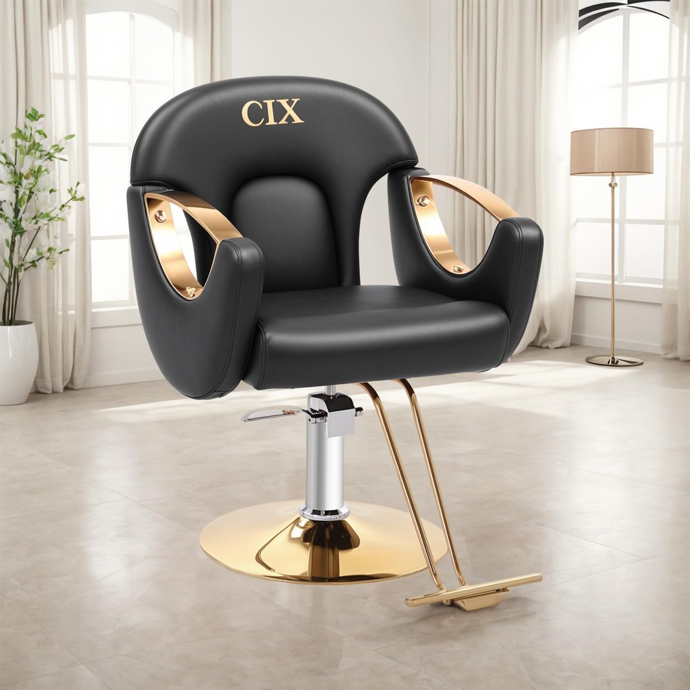 Black Barber Chair, Styling Chair for Hair Stylist, Hydraulic Barber Chair Height Adjustable, 360 Swivel, Beauty Salon Spa Equipment, Multi-Function Salon Chair Equipmen,Black