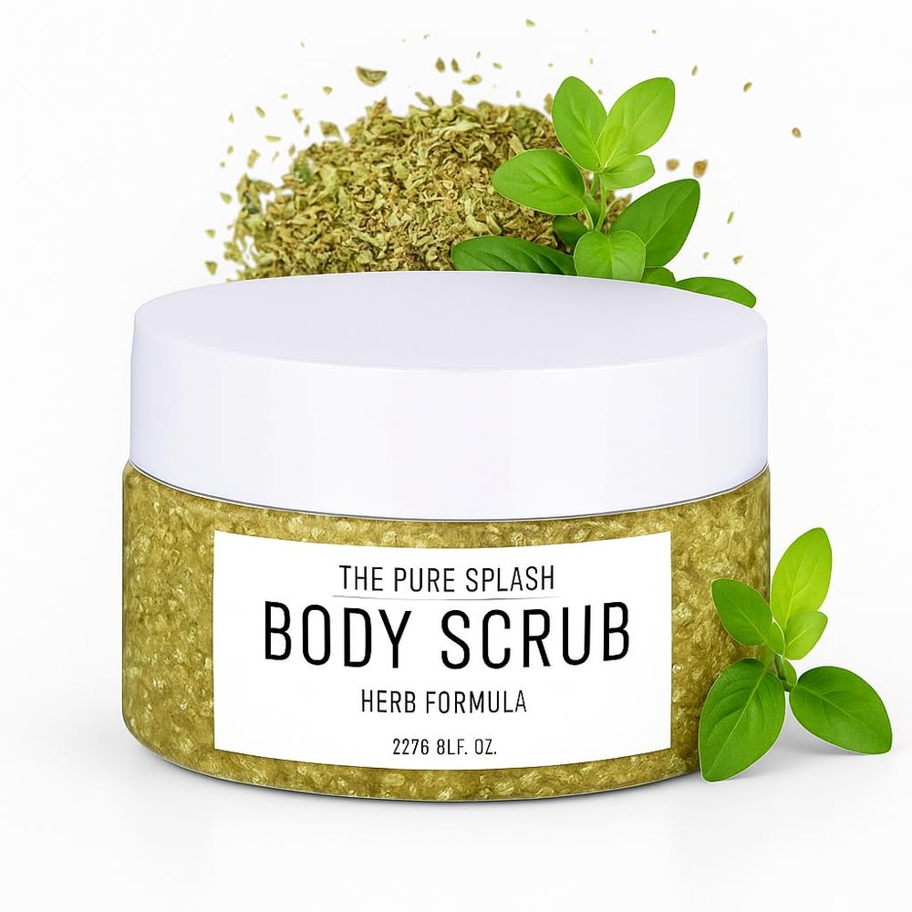 Herbal Body Scrub  Natural Exfoliating Scrub with Chamomile, Flax Seeds, Oat & Almond Oil | Deep Cleansing & Hydration | Smooths & Nourishes Skin | 8oz