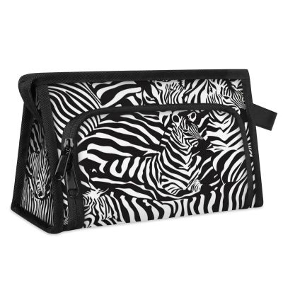 Ourtheme Travel Makeup Bag for Women Men Unisex Zebra Print Pattern Multipurpose Cosmetic Wash Pouch Bag Toiletry Toiletries Shower Bag Organizer