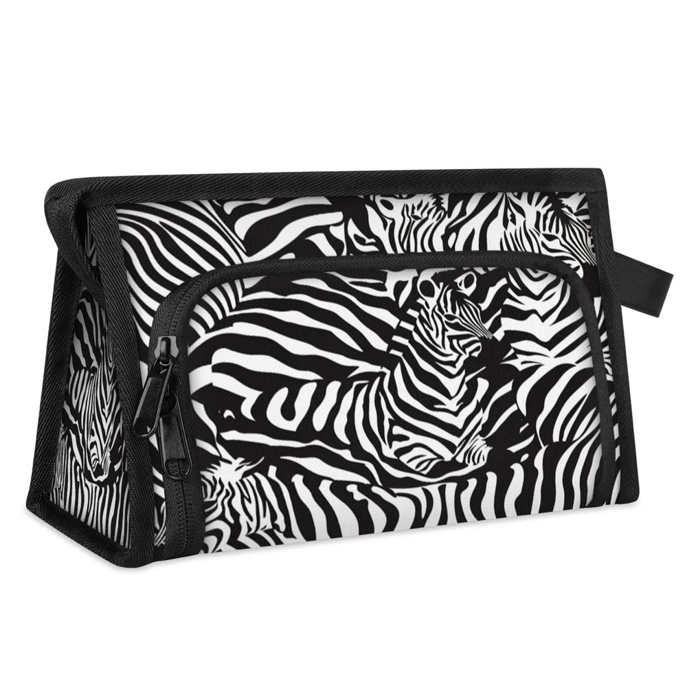 Ourtheme Travel Makeup Bag for Women Men Unisex Zebra Print Pattern Multipurpose Cosmetic Wash Pouch Bag Toiletry Toiletries Shower Bag Organizer