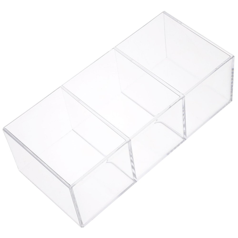 Acrylic Three Grid Desk Holder for Pens Makeup Brushes and Lipsticks
