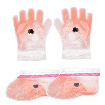 Mikinona 2pairs Peach Paraffin Wax Gloves and Foot Covers for Hand and Foot Care Moisturizing Wax Therapy Treatment for Salon Use for