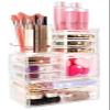 AUOIKK Clear Makeup Organizer with 9 Drawers & Rotating Brush Holder - Large Capacity Cosmetic Display Cases Storage for Vanity, Countertop, Bathroom, Lipstick and Skincare Organization view 1
