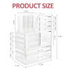 AUOIKK Clear Makeup Organizer with 9 Drawers & Rotating Brush Holder - Large Capacity Cosmetic Display Cases Storage for Vanity, Countertop, Bathroom, Lipstick and Skincare Organization view 3