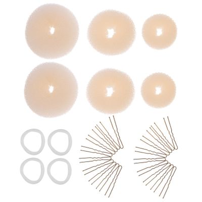 HAKIDZEL 2sets Hair Bun Maker Kit Elastic Ties U-shaped Hairpins for Styling for All-day Wear Fashionable Easy to Use for Parties Weddings