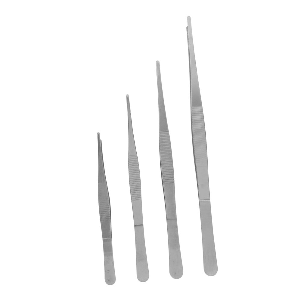Gogogmee 4pcs Multi-function Serrated Tip Tweezers Thickened Non-skid Stainless Steel Tools for Nail Diy Crafts and Home Use
