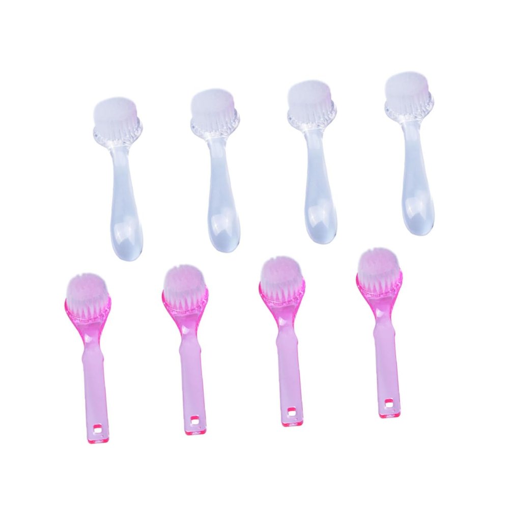 Happyyami Nail Cleaning Brush Soft and Stiff Bristles for Fingernail and Toenail Scrubbing for Home and Salon Use Pink and Design