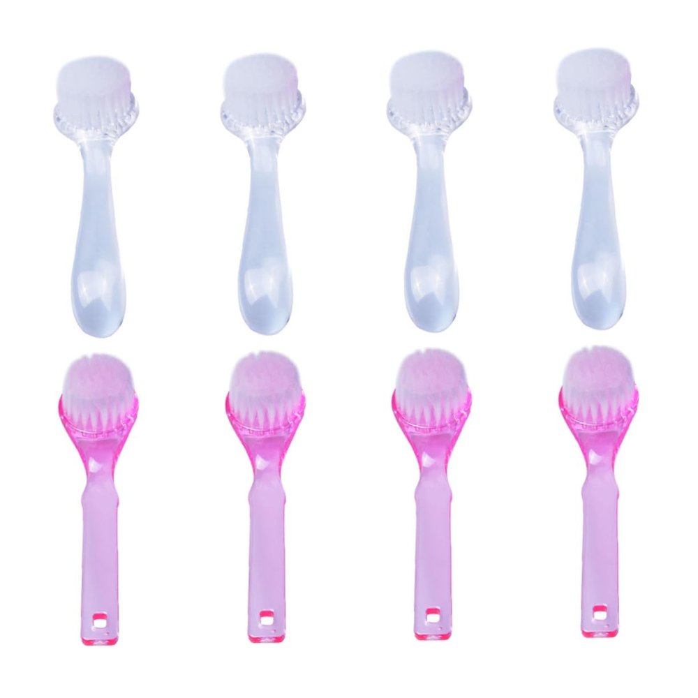 Healeved 1 Set 8pcs Handle Grip Fingernail Cleaning Brush for Nail Art Nail Scrub Brush Non-slip Handle Plastic