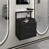 ycnbnwe Wall-Mounted Salon Cabinet with Drawers, Hanging Styling Station, Hair Cutting Storage & Dryer Rack for Salon, Beauty Room, Bedroom (White)(Black) view 1