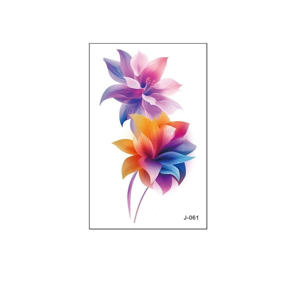 10 Pieces Colorful Flower Shaped Tattoo Sticker Waterproof Disposable Tattoo Sticker For Hand(J-061)