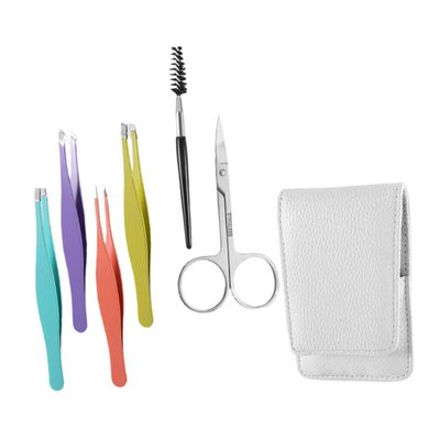 IWOWHERO 1set Colorful Eyebrow Tweezers Grooming Tools for Women Scissors Trimmers for Precision Eyebrow Shaping Ergonomic Design for Easy Use