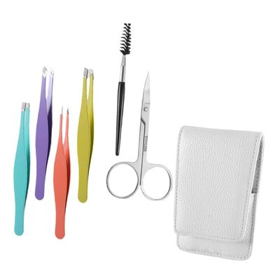 SKISUNO Professional Eyebrow Trimmer Set Clips Brow Tweezers Shaper Scissor Makeup Tool for Women Men
