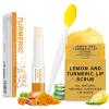 3PCS Turmeric Lemon Lip scrub and Turmeric Lip Balm with Brush Set, Lip Scrubber Exfoliator, Dark Lips Treatment for Smokers, Natural Exfoliator & Moisturizer Cracked, Dull, Reduce Fine Lines Lips view 1