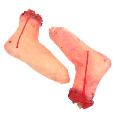 Abaodam 2pcs Halloween Severed Feet Props Realistic Simulated Broken Foot Decoration for Haunted Houses Parties and Cosplay Lifelike Scary Bloodied Accessories