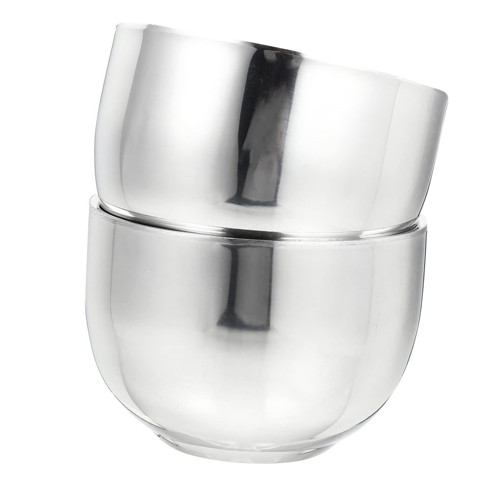 VICASKY 2pcs Capacity Shaving Bowl Bubble Brush Vessel Men's Shaving Accessories Stainless Steel Bowl Family Use