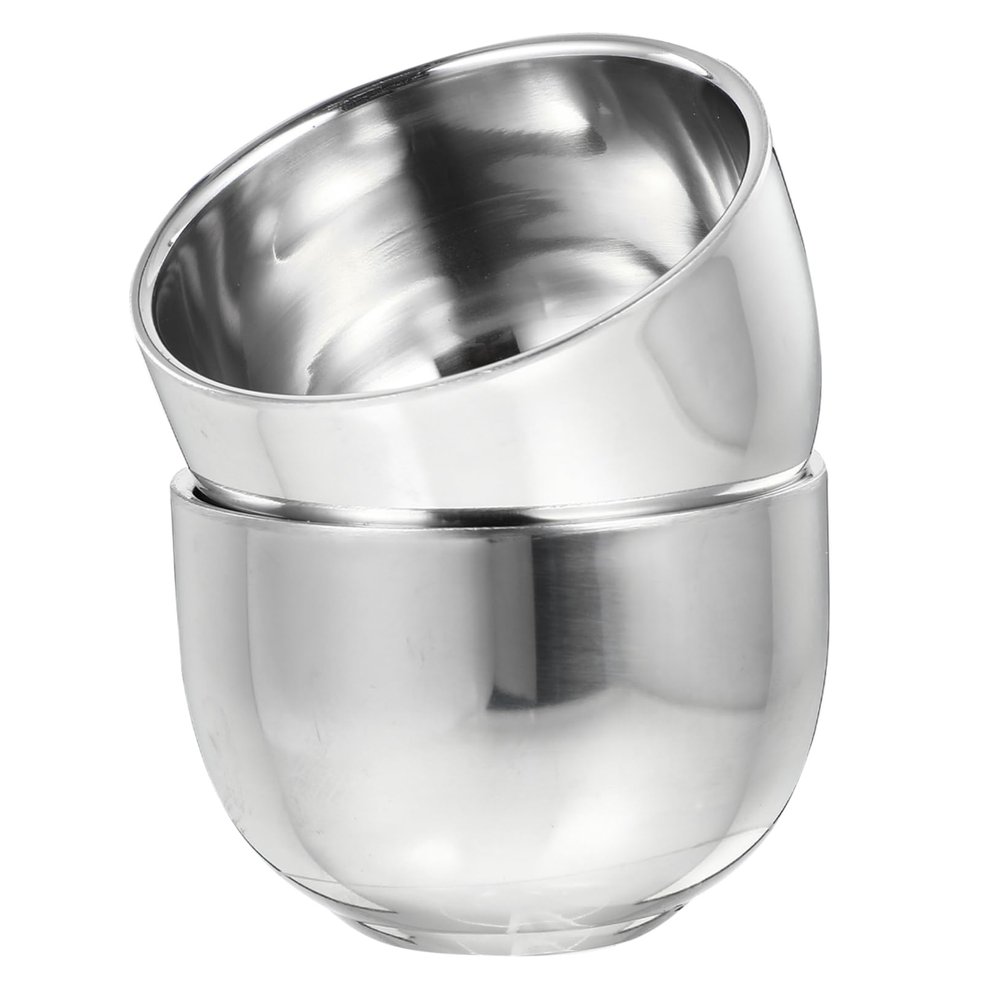 VINTORKY 2pcs Men Shaving Bowl Stainless Steel Beard Accessories for Men Shave Soap Bowl