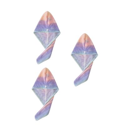 BIUDECO 3pcs Microfiber Dry Hair Cap for Wet Hair Fast Drying Reusable Shower Cap Rainbow Drying Towel Wrap Female Gifts