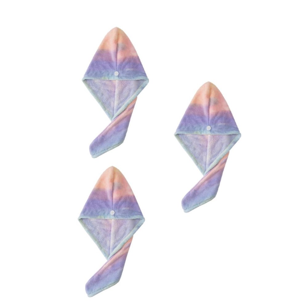 BIUDECO 3pcs Microfiber Dry Hair Cap for Wet Hair Fast Drying Reusable Shower Cap Rainbow Drying Towel Wrap Female Gifts