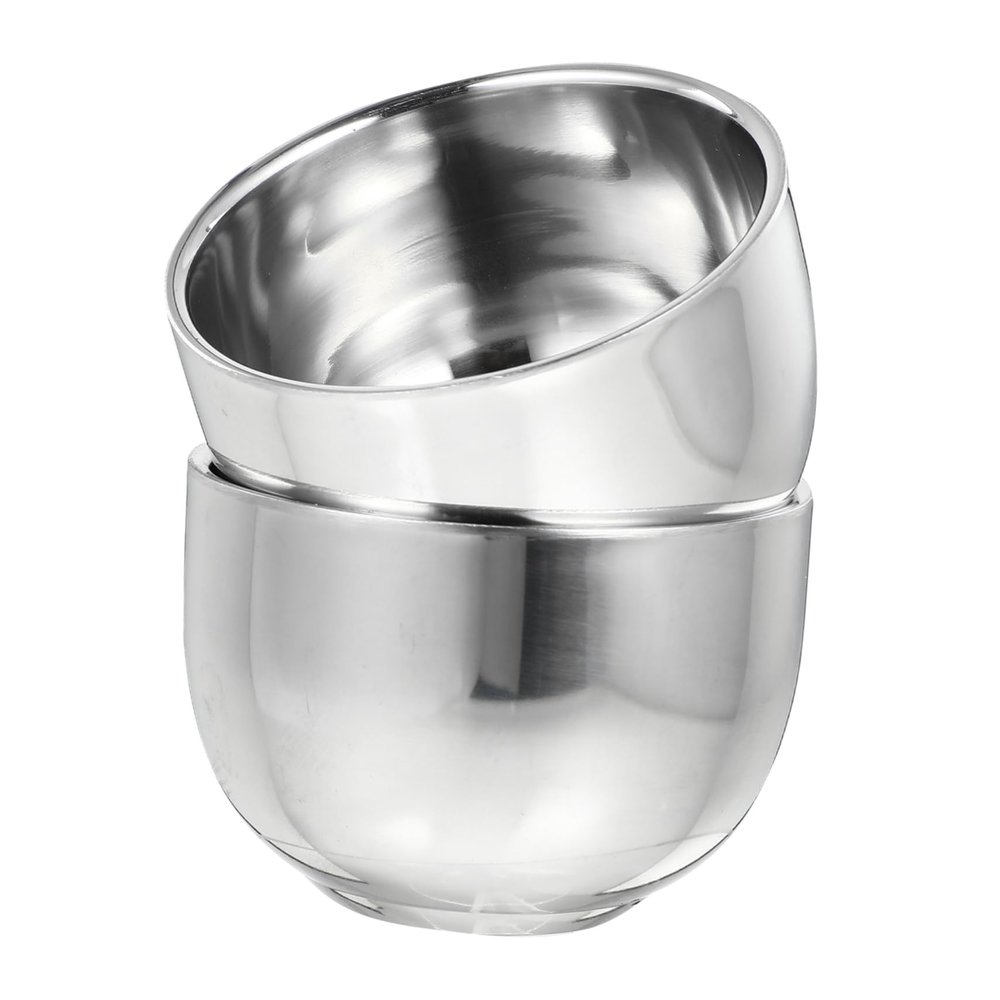 Ipetboom 2pcs Stainless Steel Shaving Bowl Men's Bubble Bowl Beard Accessories for Men