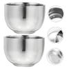 Ipetboom 2pcs Stainless Steel Shaving Bowl Men's Bubble Bowl Beard Accessories for Men view 2