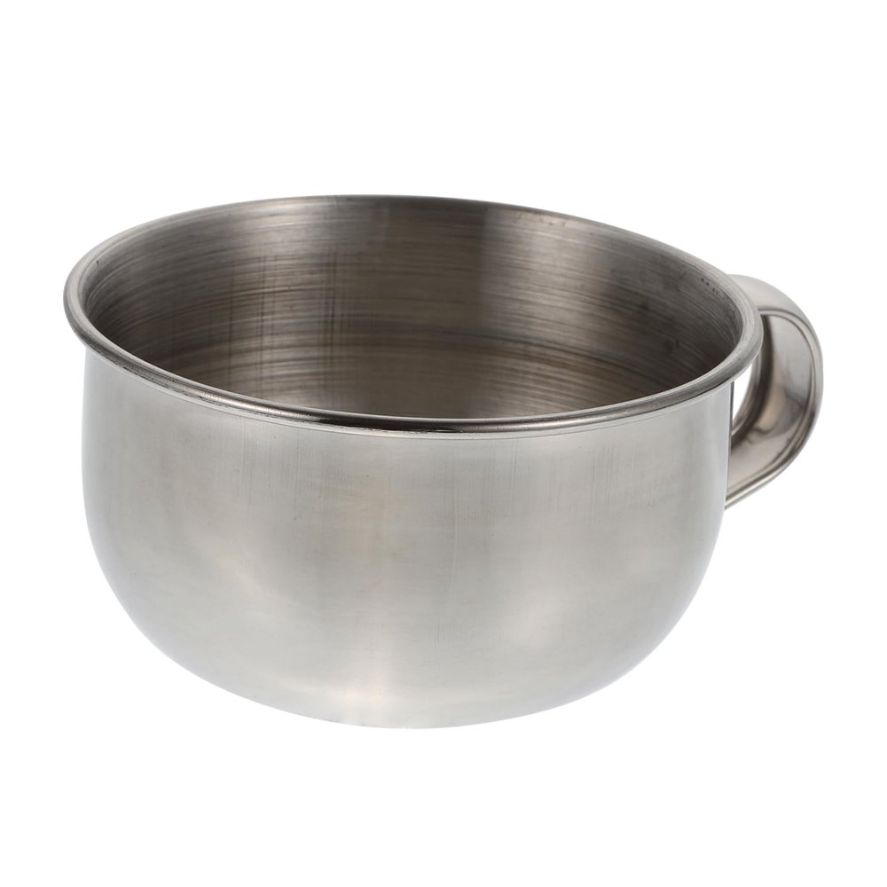 Baluue 1pc Stainless Steel Shaving Bowl Handle Men's Soap Bowl for Effortless Foaming for Home Use and Barbershops