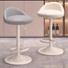 Salon Chair for Hair Stylist Round Base Adjustable Height 23.6"-31.5", Standing Desk Stool with Back 360 Swivel, Multiple Colors(Beige) view 3