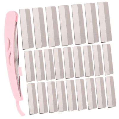 Beatifufu 1set Eyebrow Trimmer Kit Stainless Steel Brow Shaver Replacement Blades Portable Makeup Tool for Precise Eyebrow Grooming and Detailing Safe for Beginners