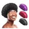 1pcs Women Satin Bonnet For Sleeping Adjustable Bonnet For Curly Hair Bonnets Large Satin Lined Sleep Cap Shower Cap(Coffee) view 2