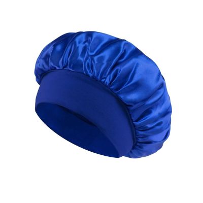 1pcs Satin Bonnet Hair Bonnet For Sleeping,Bonnets For Women With Elastic Soft Band For Hair Care(Blue)