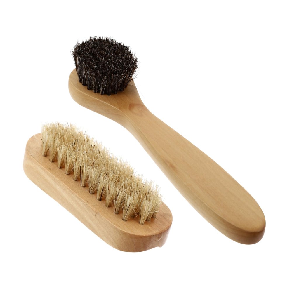 Baluue 2pcs Natural Pig Bristle Nail Cleaning Brush Double-Sided Manicure Tools for Dust Removal Portable Design for Travel and Easy Storage