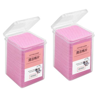 Didiseaon 400pcs Eyelash Glue Cleaning Cloths Professional Wiping Tool for Eyelash Extensions Pink Cotton Wipes for Safe Adhesive Removal Travel-Friendly and Skin-Friendly