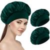 2 PCS Satin Hair Bonnet for Women | Elastic and Reusable Shower Hair Caps | Satin Bonnet for Sleeping Women, Shower Caps | Double Layers Hair Cap | Environmental Protection | 11.8 Inches, Dark Green view 1
