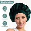 2 PCS Satin Hair Bonnet for Women | Elastic and Reusable Shower Hair Caps | Satin Bonnet for Sleeping Women, Shower Caps | Double Layers Hair Cap | Environmental Protection | 11.8 Inches, Dark Green view 2