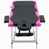 3-Zone Foldable Massage Table Aluminum Black and Pink view 2