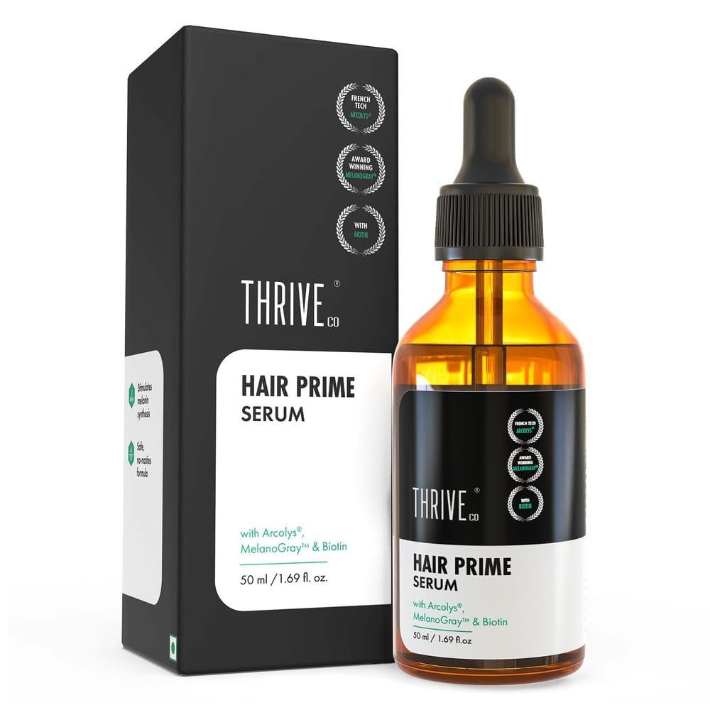 JVNX Grey Hair Prime Serum with Arcolys, Biotin & Black Tea Extract | Lightweight, Non-Sticky & Odourless Formula | Supports Natural Hair Tone Appearance | For Men & Women | 50ml