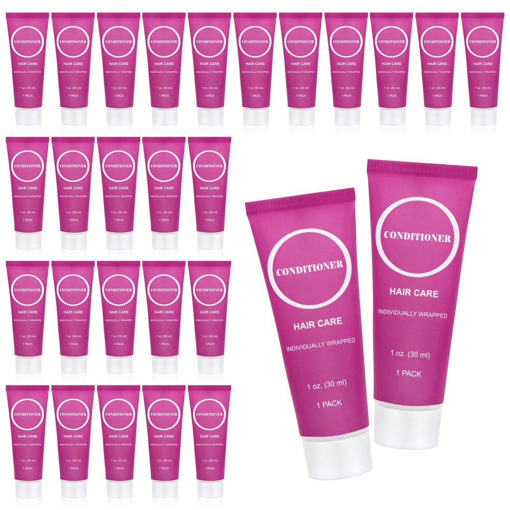 Travel Size Conditioner in Bulk, Individually Wrapped Mini Hair Sample Trial Small Conditioner for Men Women Essential Toiletries Amenities for Hotel Guests Shelter/Homeless/Charity 1 oz (60 Pack)